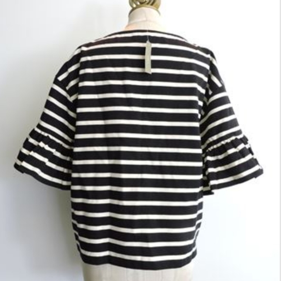 Women's J.Crew Ruffle-Sleeve Striped T-Shirt - Size XL  - Picture 3 of 3